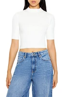 Sweater-Knit Mock Neck Top