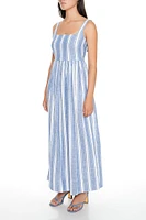 Linen-Blend Striped Maxi Dress