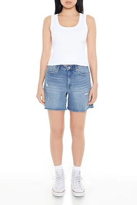 Distressed Denim Bermuda Shorts