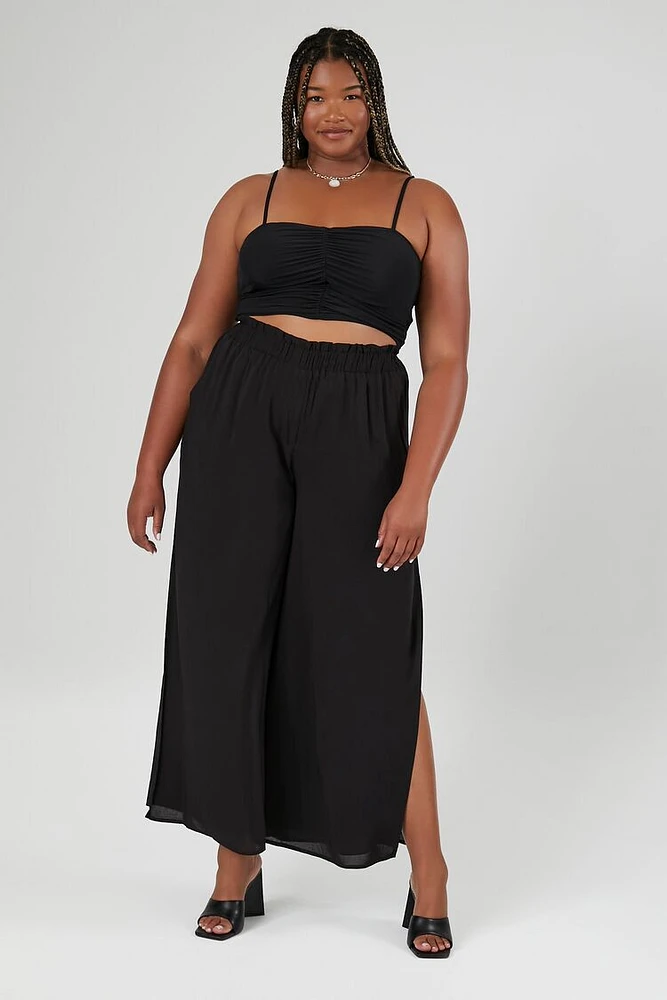 Plus Split Wide-Leg Pants