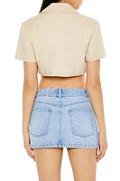Notched Tie-Front Crop Top