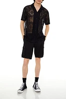 Allover Lace Pattern Button-Down Shirt