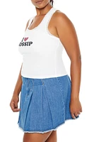 Plus Ribbed Knit Gossip Tank Top