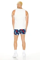 Star Print Drawstring Swim Trunks