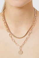 Layered Anchor & Snake Chain Necklace