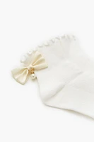 Faux Pearl Bow Crew Socks