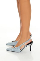 Denim Pointed-Toe Stiletto Heels