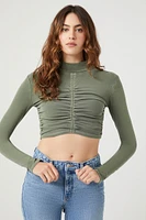 Ruched Mock Neck Crop Top