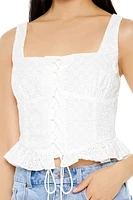 Lace-Up Eyelet Bustier Tank Top