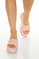 Faux Patent Leather Platform Wedges