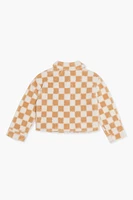 Girls Plush Checkered Coat (Kids)