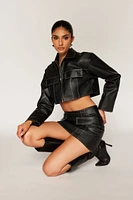 Faux Leather Zip-Up Jacket