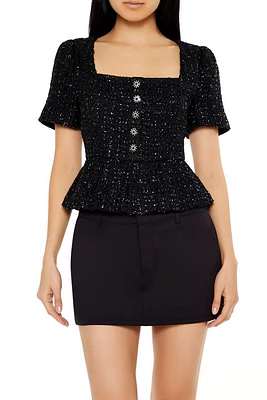 Textured Metallic Peplum Top