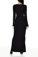 Ribbed Knit Square-Neck Maxi Dress