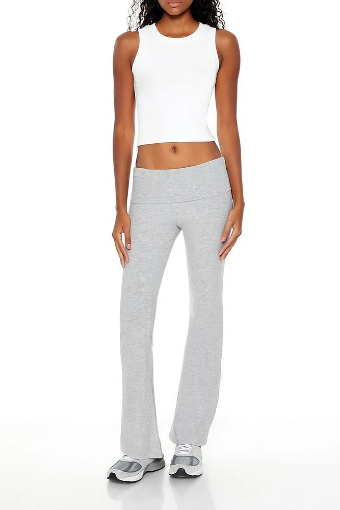 Ribbed Knit Foldover Flare Leggings