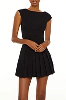 Pleated Drop-Waist Mini Dress