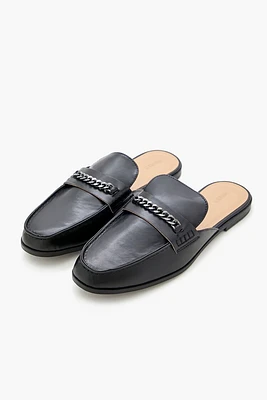 Men Curb Chain Loafer Mules