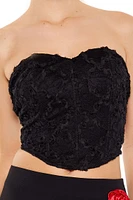 Lace Sweetheart Tube Crop Top