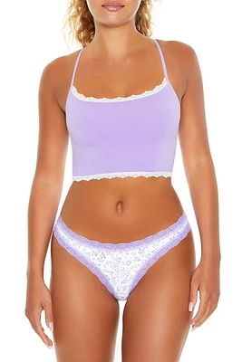 Seamless Lace-Trim Bralette