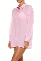 Essentials Voile Button-Down Swim Cover-Up Dress