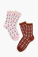 Floral Crew Socks Set - 2 pack