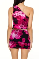 Floral Print One-Shoulder Crop Top