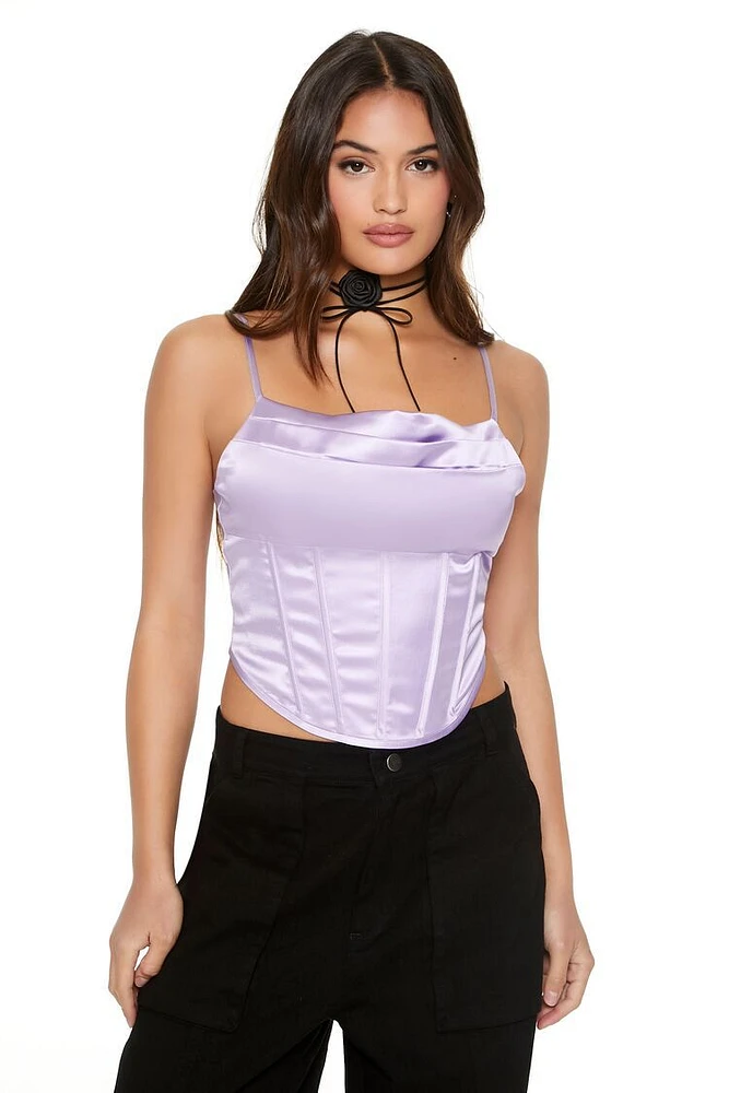 Cropped Satin Corset Cami