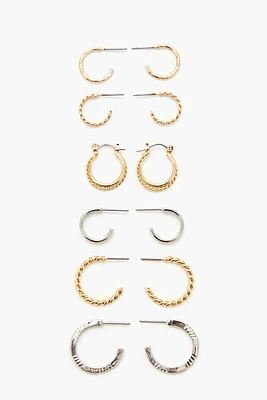 Twisted Two-Tone Hoop Earring Set