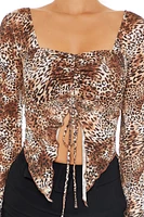 Leopard Print Split-Hem Top