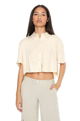 Cropped Boxy Drop-Sleeve Shirt