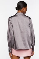 Satin Split-Hem Shirt