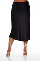 Plus Satin Midi Skirt