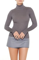 Ribbed Turtleneck Sweater-Knit Top