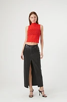 Mock Neck Lace Crop Top