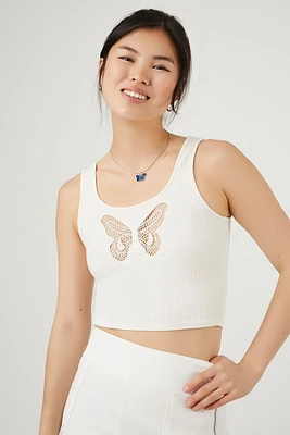 Ribbed Knit Butterfly Tank Top