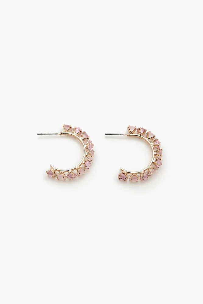 Faux Gem Hoop Earrings