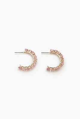 Faux Gem Hoop Earrings
