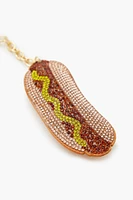 Rhinestone Hotdog Keychain