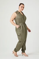 Plus Sleeveless Tie-Waist Jumpsuit