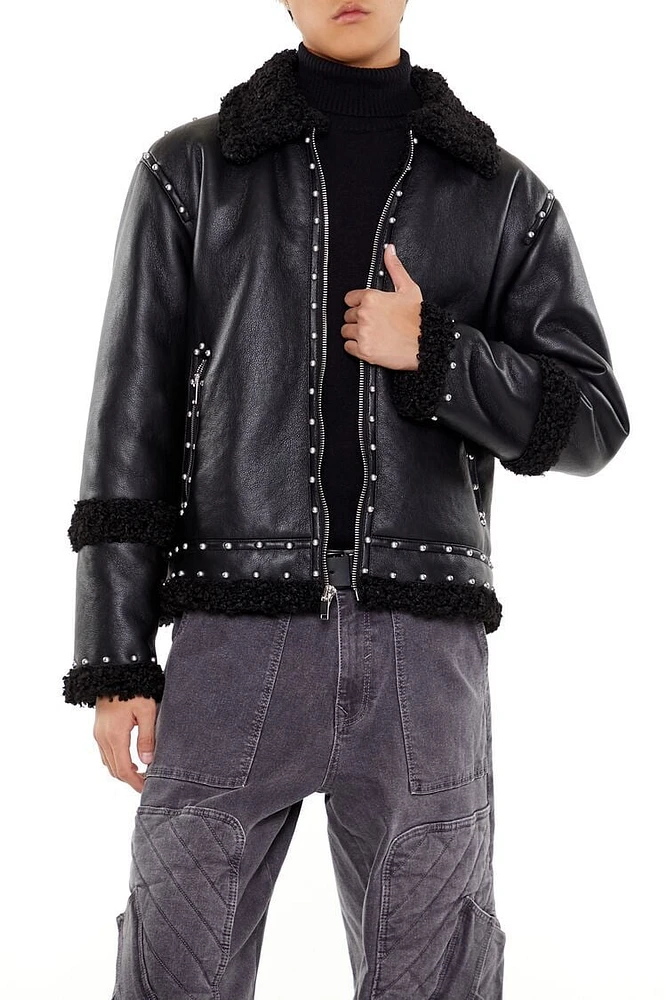 Studded Faux Leather Jacket