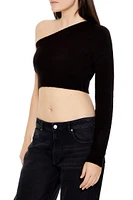 Sweater-Knit One-Shoulder Crop Top