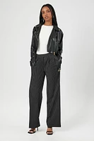 Cropped Faux Leather Moto Jacket