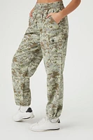 Twill Camo Print Cargo Joggers