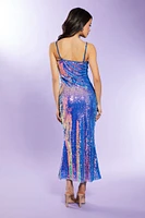 Iridescent Sequin Mermaid Midi Dress