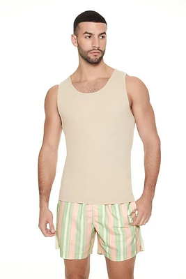 Striped Drawstring Swim Trunks