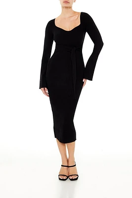 Tie-Waist Midi Sweater Dress