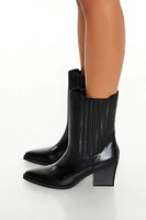 Faux Leather Pointed-Tie Booties