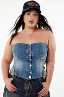 Plus Ruffle Denim Tube Top