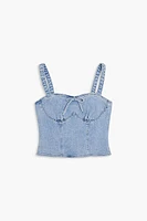 Sweetheart Denim Bustier Crop Top