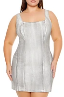 Plus Metallic Denim Tank Dress